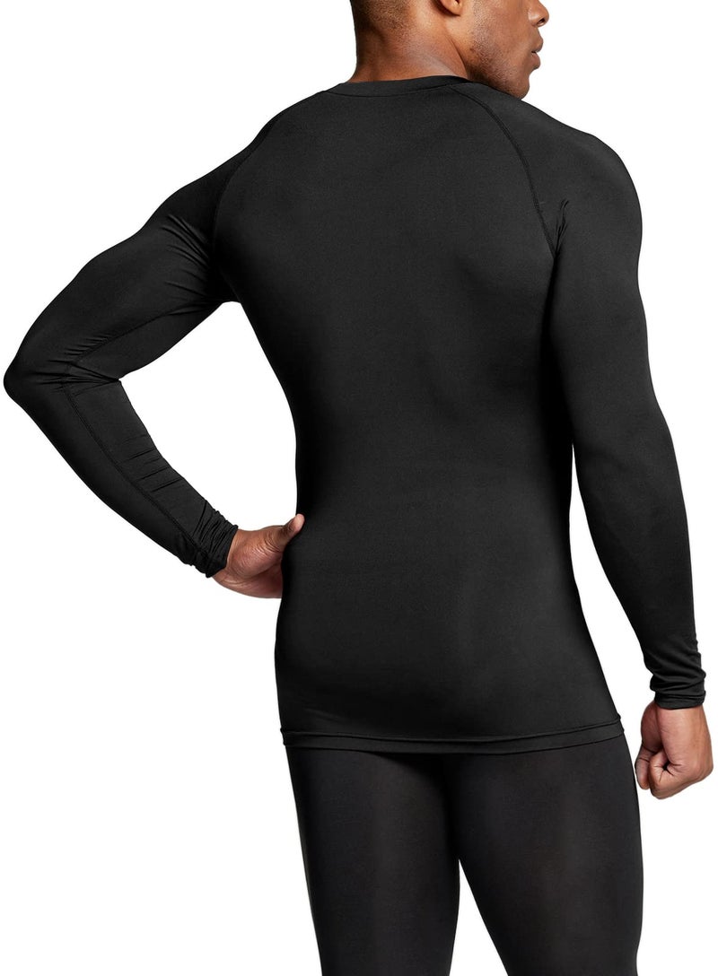 TSLA Men's UPF 50+ Compression Shirts, Cool Dry Long Sleeve Athletic Tops, Sports Baselayer Workout Shirt, Core 3pack Black, Medium - Image 4